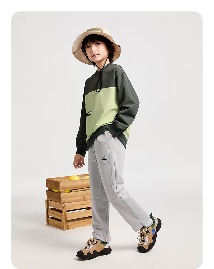 Annil Boys' Trousers, 2025 Spring New Casual Cargo Elastic Loose Fashionable Black And Gray Long Pants 6