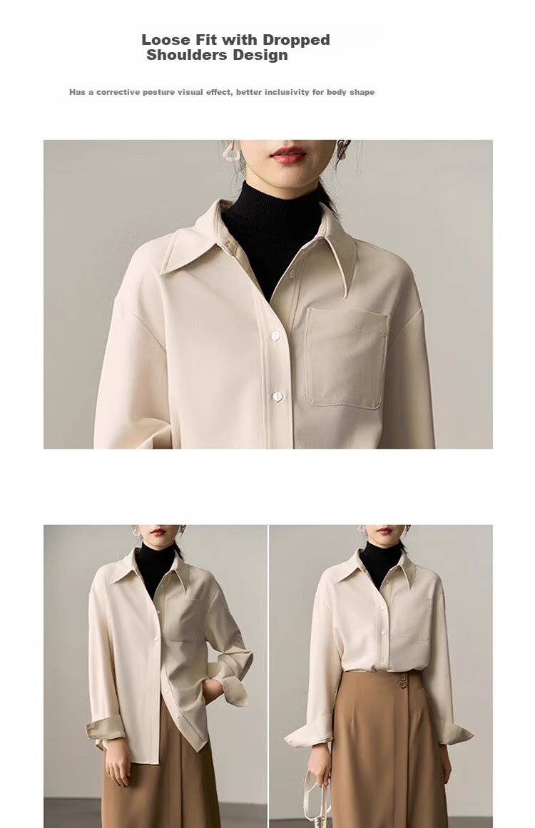 Bodexiaojie Off-White Layered Blouse for Women, Elegant Interview Commuter Top, Professional Suit Inner Wear Shirt 9