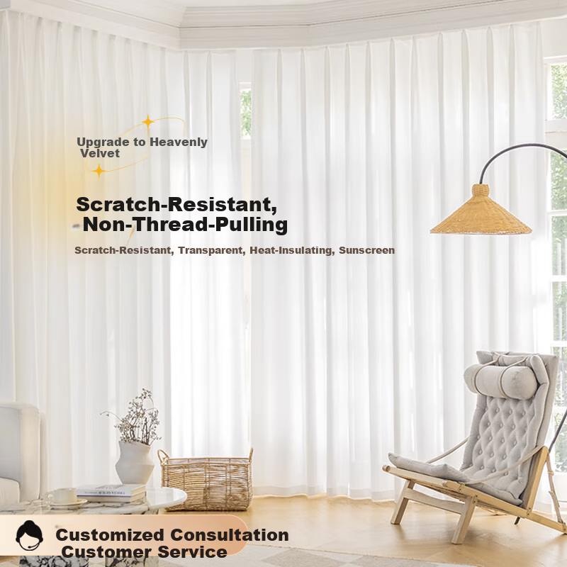 Ali Sheer Curtain for Balcony, Living Room Bay Window, Bedroom, Nordic Style, White Gauze, Width 3*2.6m, Hook Style, Single Panel