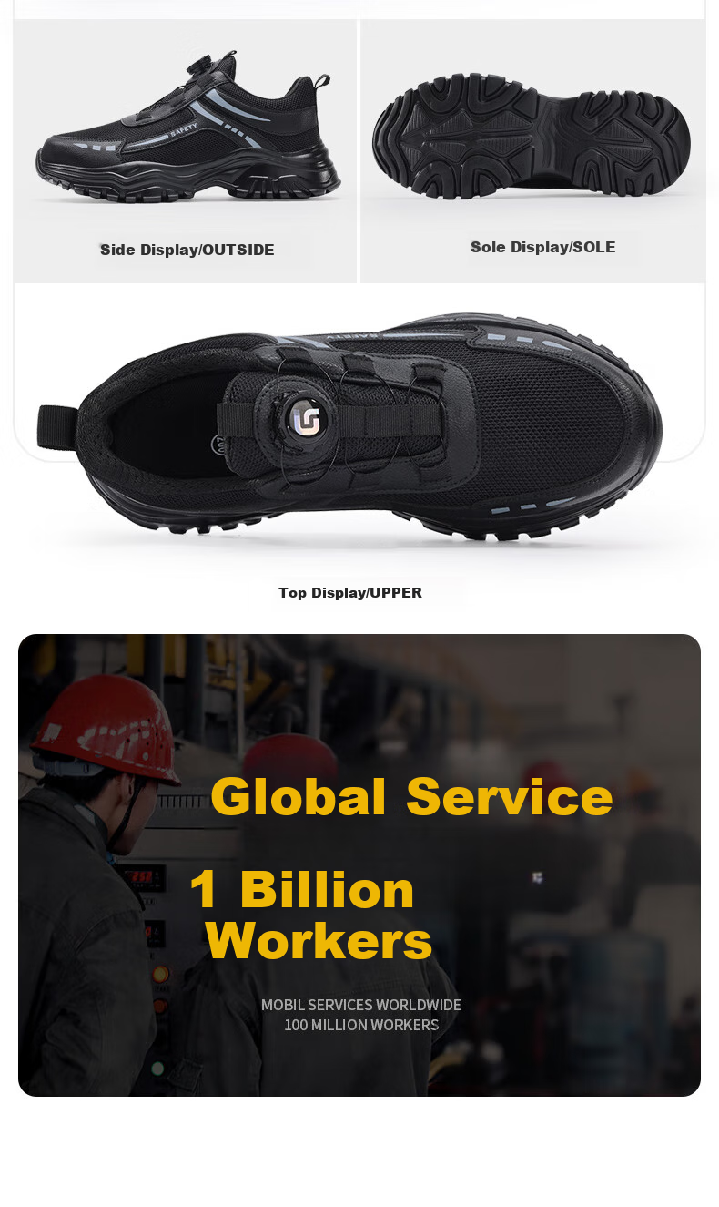 JUNBU Safety Shoes for Men, Steel Toe Cap, Anti-Smashing, Puncture-Resistant, Ultra-Light, Breathable, Soft Sole, Construction Site Work Shoes F039 Size 44 15