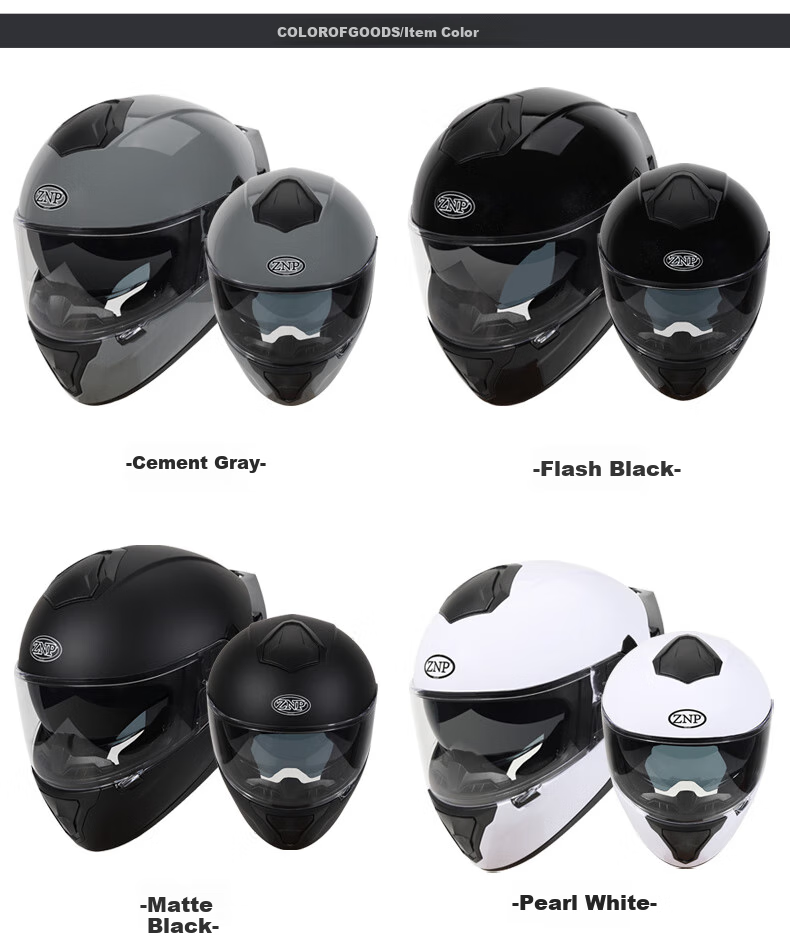 ZNPAM928 Dual-Lens Motorcycle Helmet Four-Season Universal Unisex Summer Bluetooth Full Face Cement Gray M 10