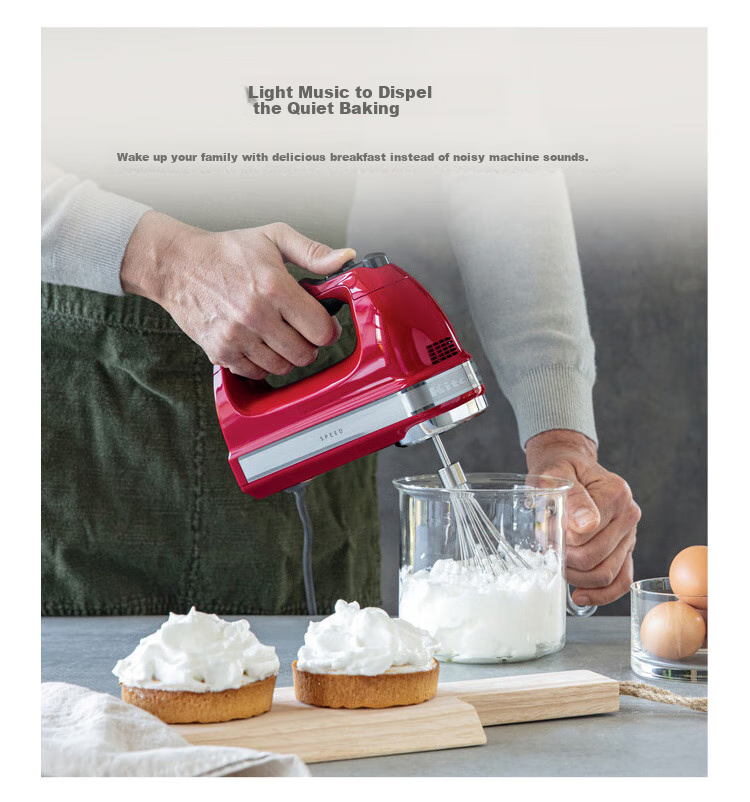 KitchenAid (Kaishanyi) Original Imported Electric Hand Mixer, Small Multi-Functional Cream Whipper And Blender, Handheld, Imperial Red, 5KHM5110CER 7