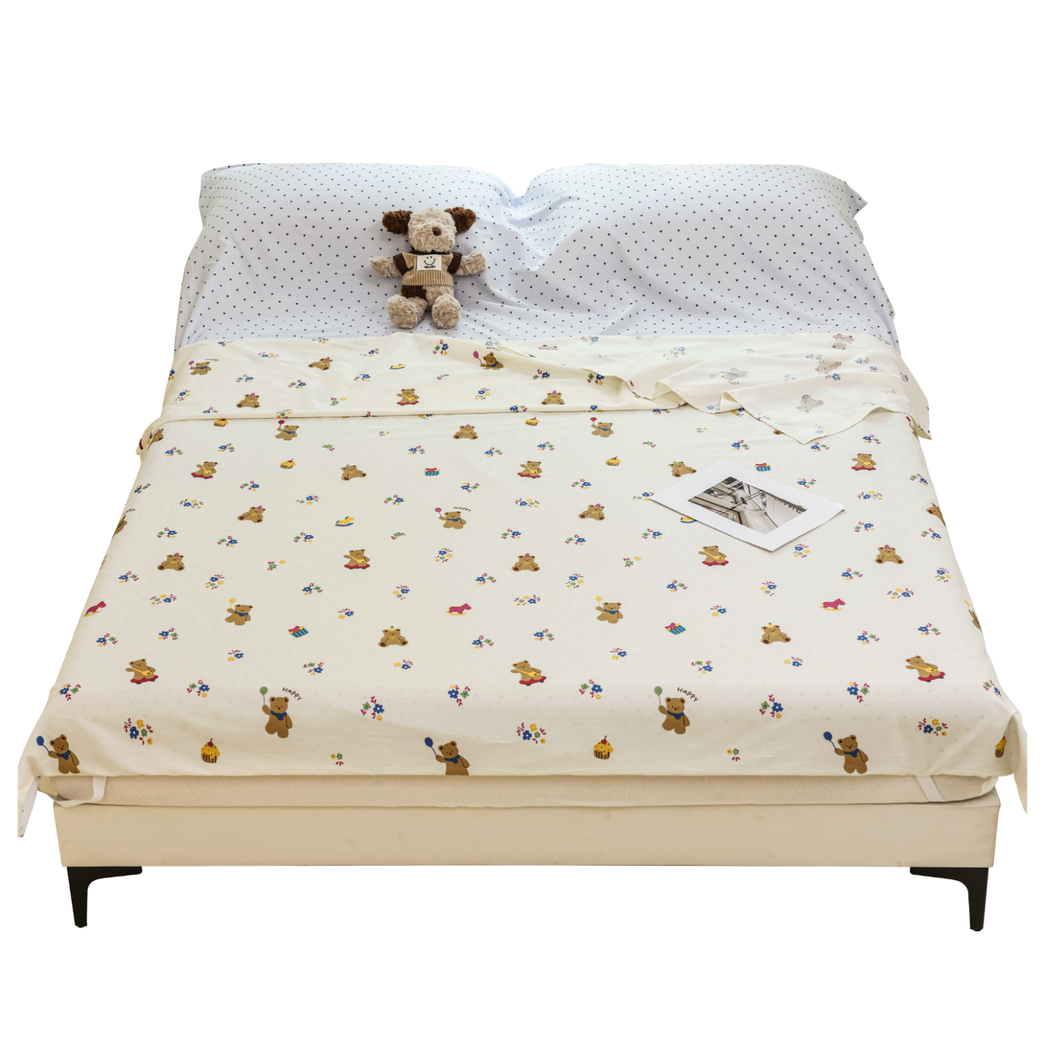 Jinhao A-Class Pure Cotton Sleeping Bag 7A Antibacterial Cotton Travel Portable Sheet 180*215cm Playful Bear