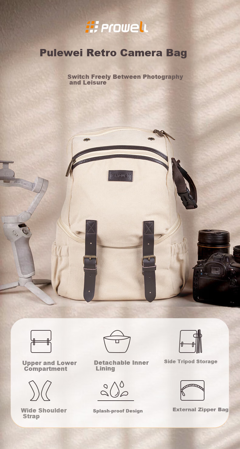 Pulewei Vintage-Style Camera Backpack, Fashionable Handheld Camera Bag for DSLR And Mirrorless Cameras, Suitable for Fuji, Sony, Canon, And Konica Minolta 1