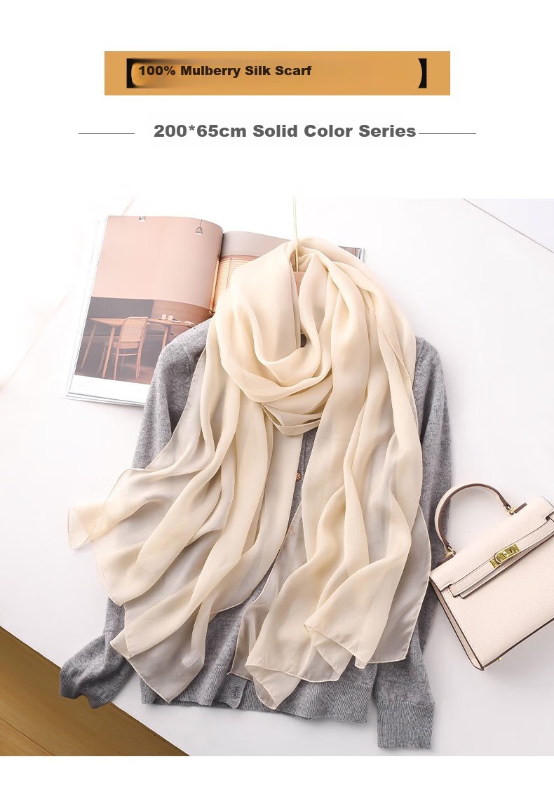 Hangsilu Pure Silk Scarf for Women, Solid Color Mulberry Silk Shawl, High-End Birthday Gift, Mid-Autumn Festival Gift for Mom And Teachers 1