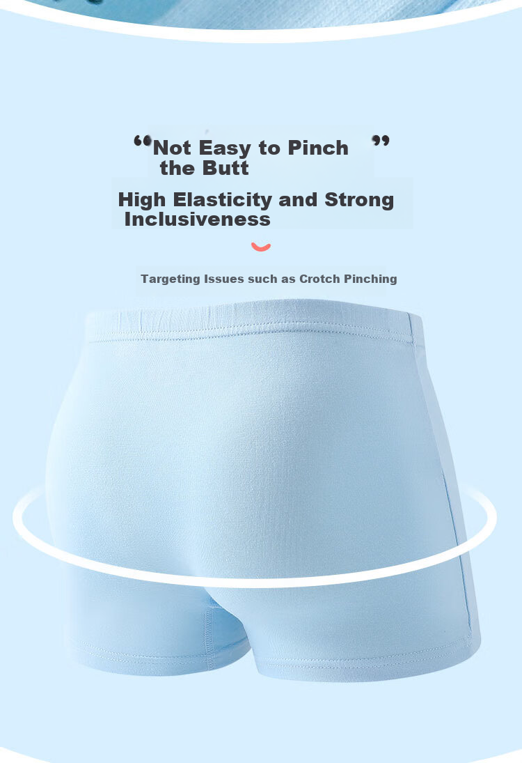 LangSha Children's Underwear, Boys' Class A Antibacterial Boxer Briefs, Boys' Shorts, Solid Color Cartoon, for Older Children, 3 Pairs, Size 130 3
