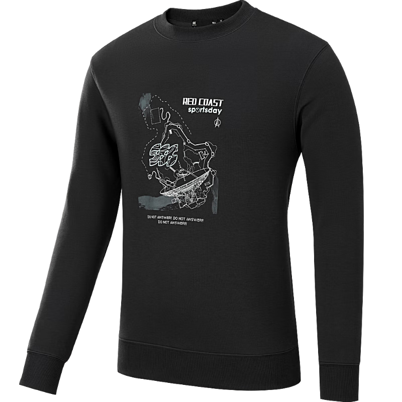 HLAHLA Men's Autumn Sports Sweatshirt Three-Body Red Coast Base Series Crew Neck Long Sleeve