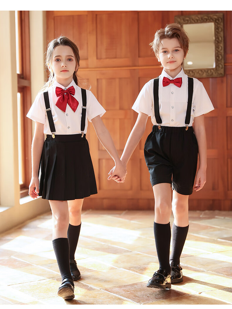 Yinuofang Children's Performance Costume Six-One Showwear Kindergarten Suspender Pants Set Graduation Photo Host Formal Wear 4