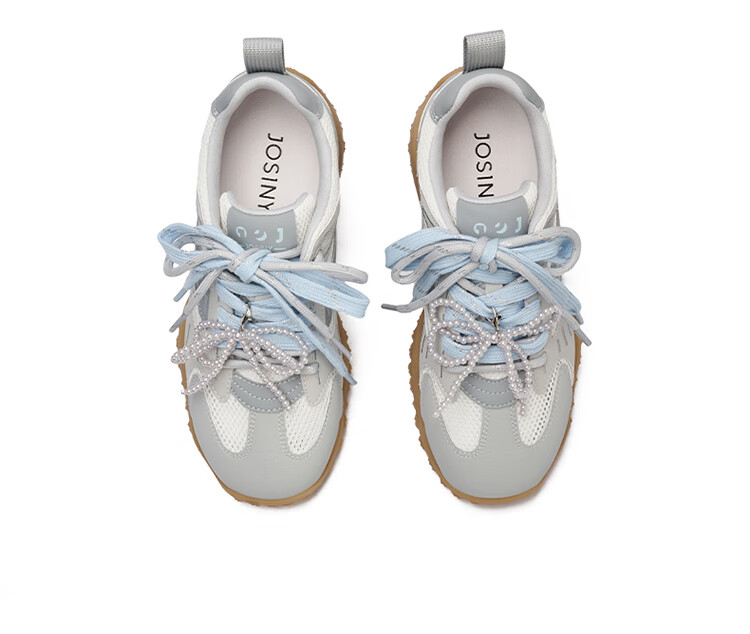 Josiny [Celebrity Style] Dexun Women's Shoes, Spring And Autumn Fashion Sneakers, Soft-Soled Round-Toe Casual Shoes, Gray-Blue, Size 37 18