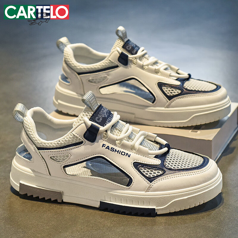 CARTELO Men's Sandals, Summer Beach Shoes, Men's Mesh Hollow Breathable Casual Shoes