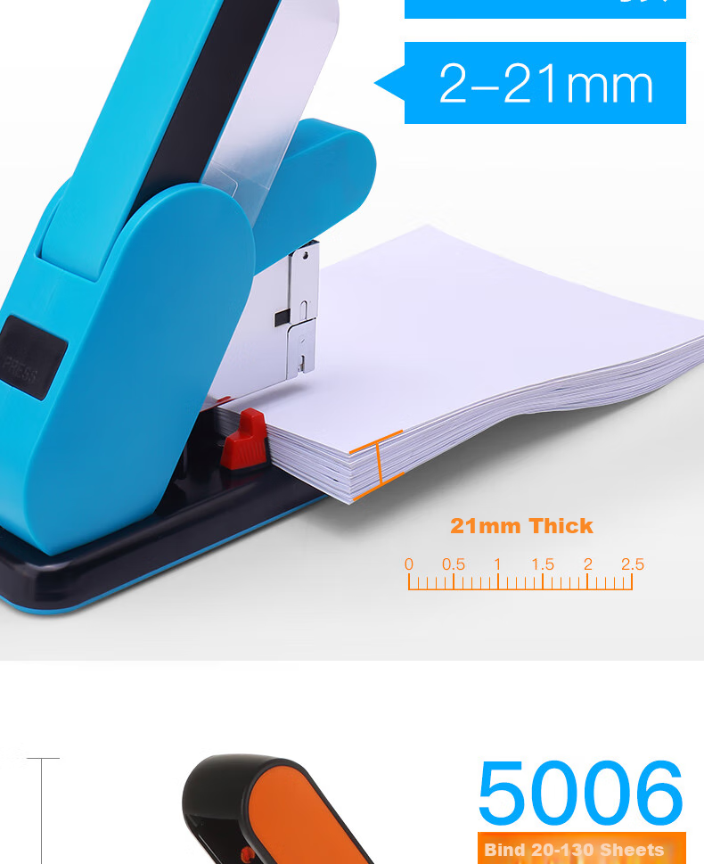 KW-Trio Heavy-Duty Low-Effort Thick Stapler, Large Office Stapler, Extra Thick 23 Series, Can Staple up to 130 Pages 2