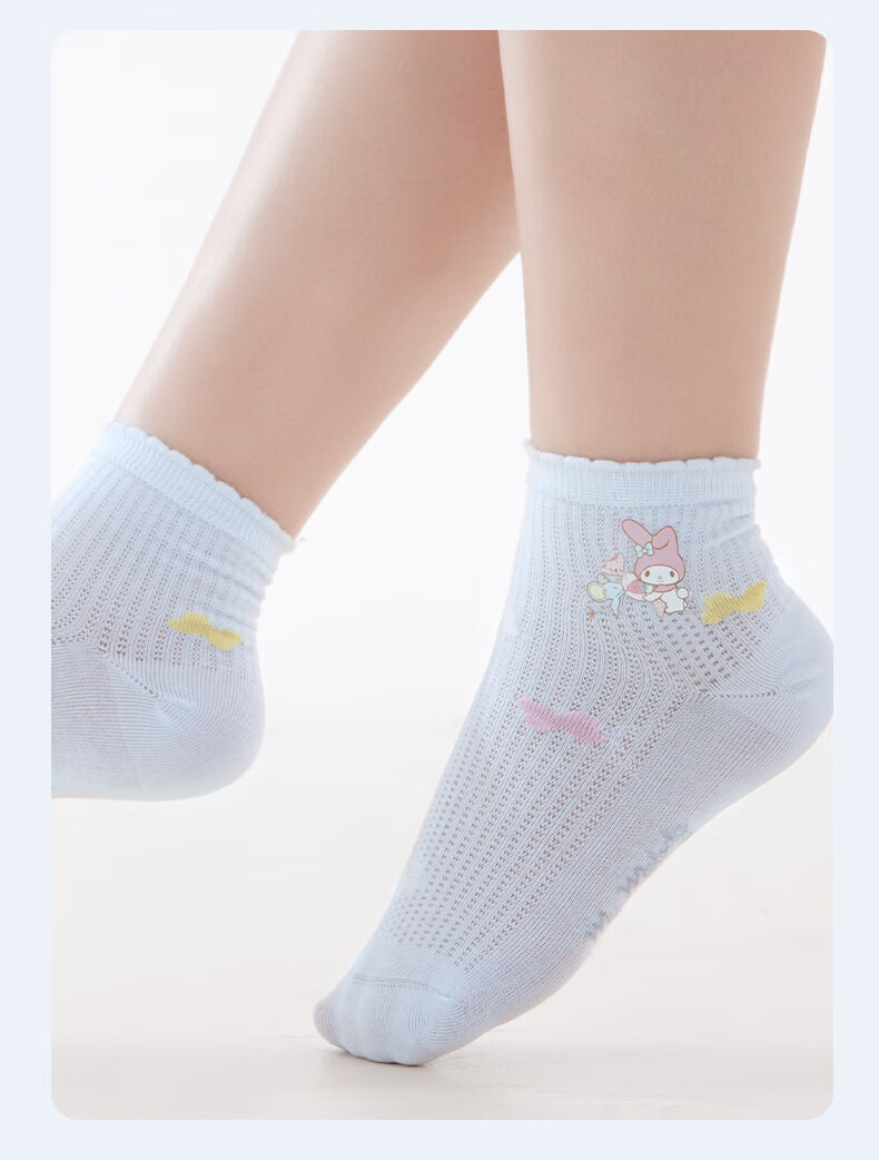 Hello Kitty Girls' Socks Spring And Summer Thin Mesh Socks Antibacterial Baby Children White Short Socks U4101 Matching Colors 16-18 14
