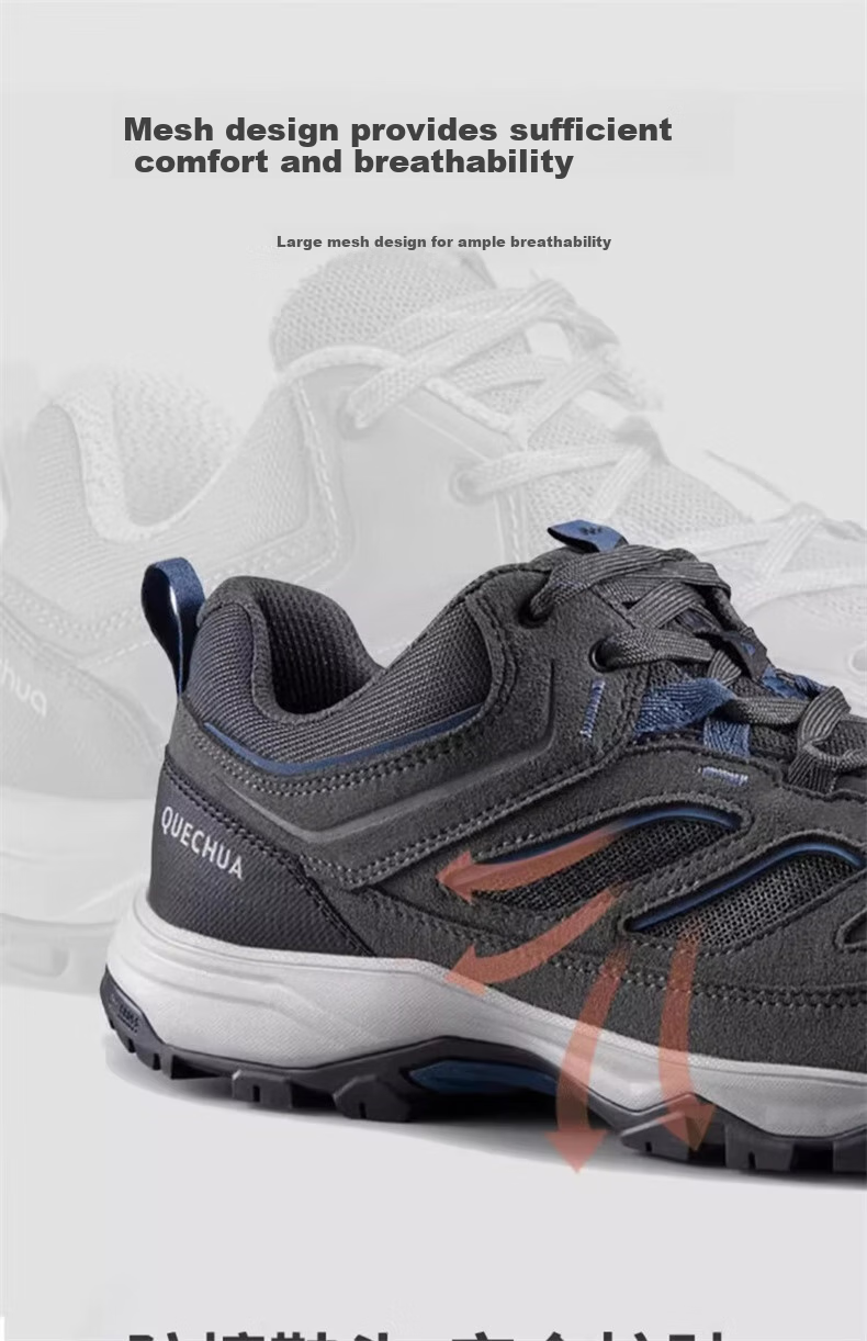 DECATHLON Men's MH100 Low-Top Lightweight Breathable Outdoor Mountain Anti-Slip Hiking Shoes, Black And Gray, Size 39-2938497 3