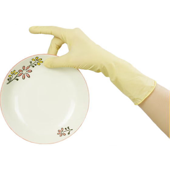 Titanfine Disposable Nitrile Gloves 30pcs L Size Household Dishwashing Food Grade Kitchen Cleaning Extended Cream Yellow