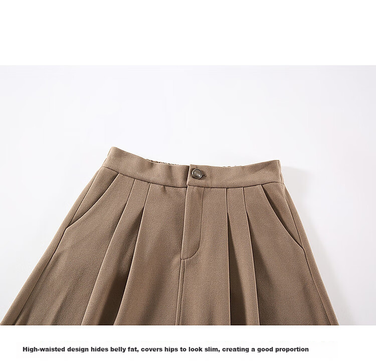Dme A-Line Skirt, Winter Commute Mid-High Waist Solid Color A-Line Skirt Casual Midi Skirt, Black, M 4