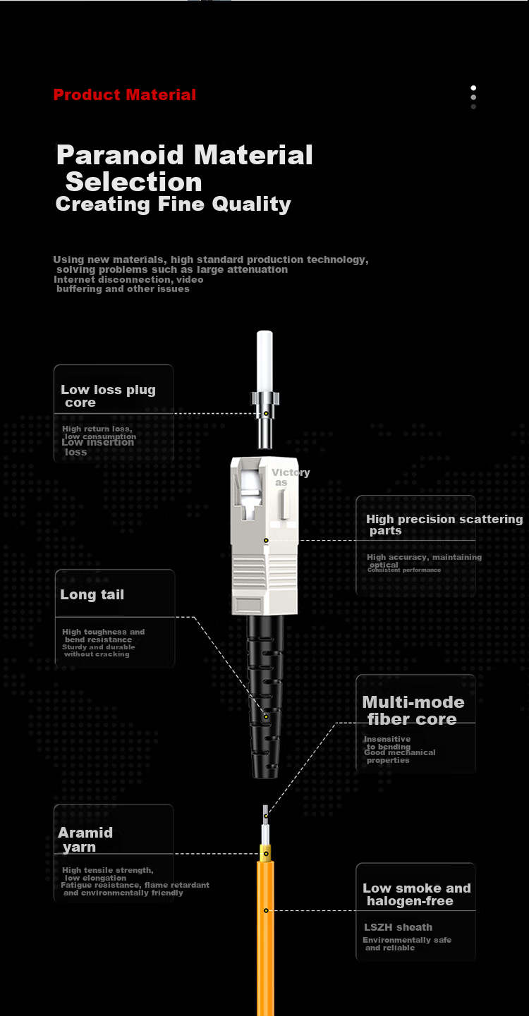 Shengwei Engineering Telecom Grade Fiber Optic Patch Cord ST-ST Multimode Duplex 3m 62.5/125 Low Smoke Halogen-Free Eco-Friendly Jacket Transceiver Pigtail FMC-202 3