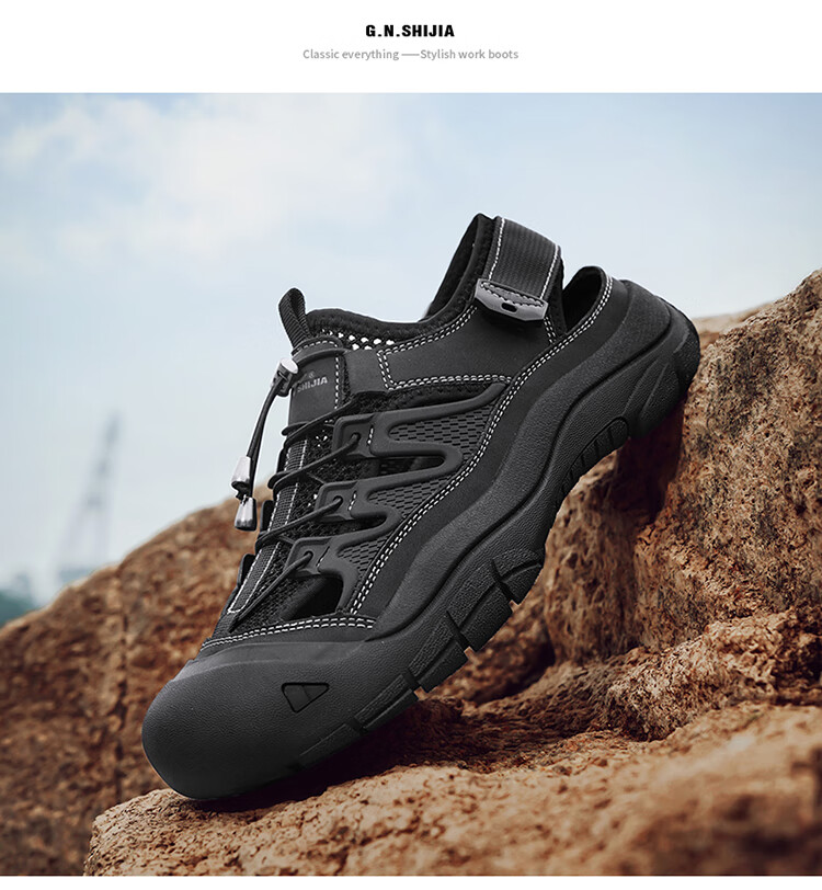 Bull Family Baotou Men's Summer Breathable Hollow Beach Sandals Outdoor Casual Sports Creek Shoes Men's Hole Shoes 57