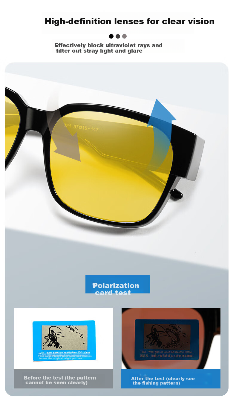 HB [Suitable for Myopia] Foldable Polarized Sunglasses, Myopia Glasses Clip-On, Driving Sun Protection Fishing Glasses 6