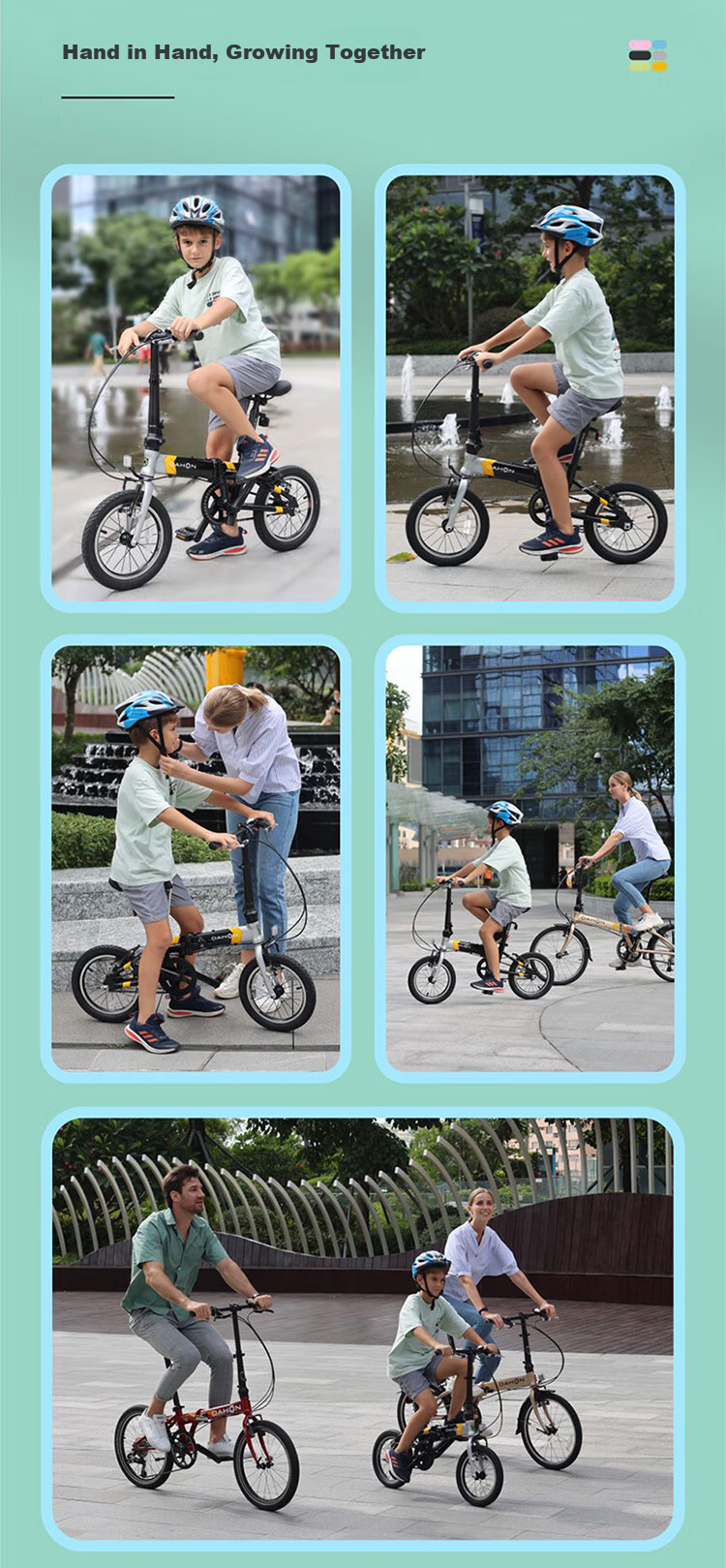 DAHON Children's Oversized Bike, 14-Inch Aluminum Alloy, for Boys And Girls Students, Small Wheels, KAA411, Gray-Black 11