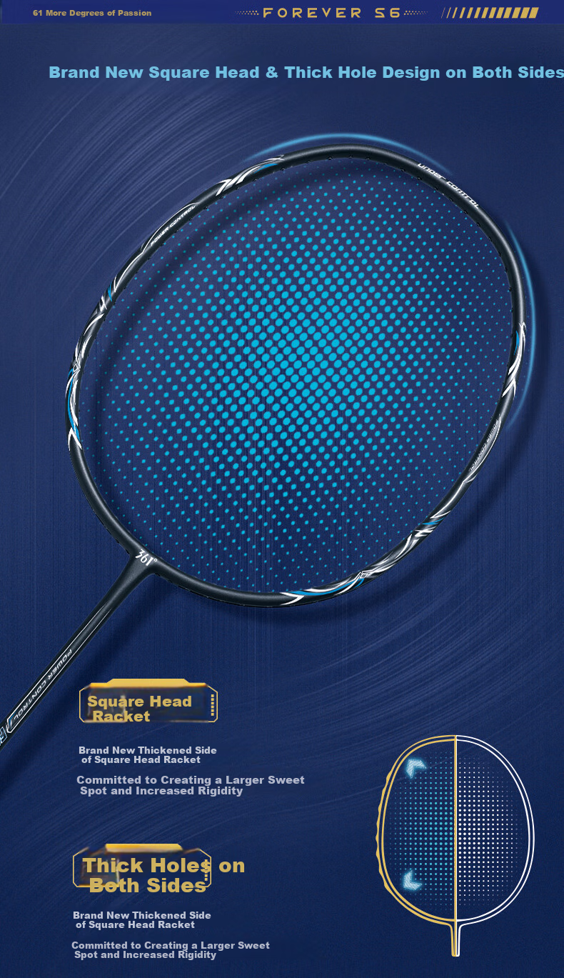 361° Ultra-Light 5U Full Carbon Badminton Racket, Yongheng S6 Single Racket, High-Power Offensive Type, Pre-Strung Finished Racket 5