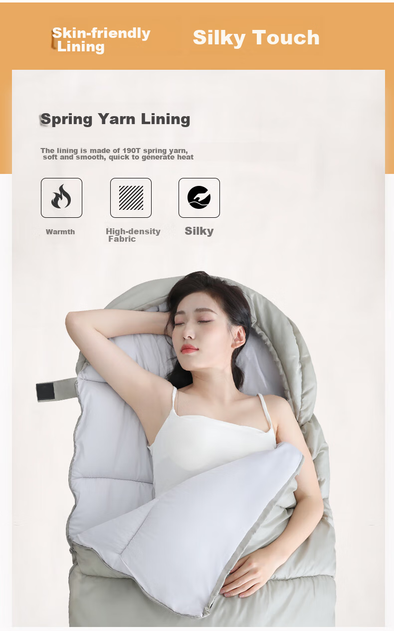 BeiJiLang Crystal Fleece Sleeping Bag Thickened Autumn Winter Outdoor Camping Car Nap Anti-Kick Warm Single Sleeping Bag Cold Resistant Quilt 5
