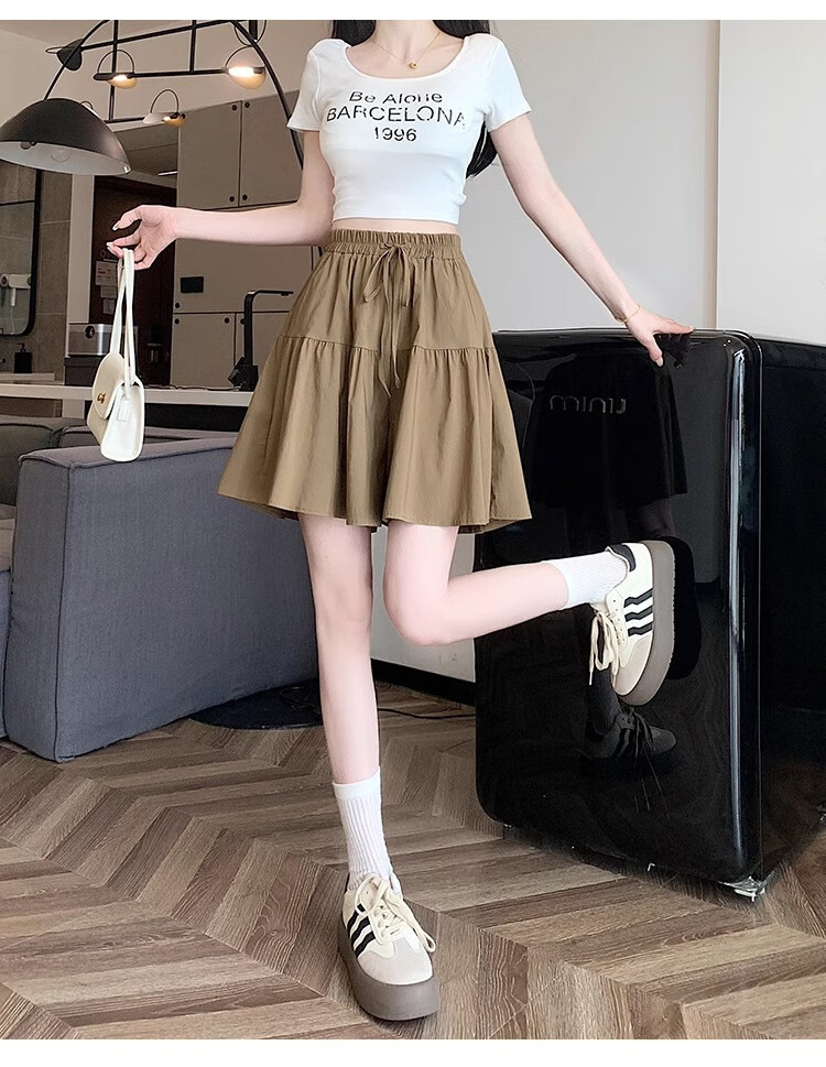 LangSha Women's Japanese-Style Design Casual Skort Shorts, Summer Lightweight High-Waisted Slimming Shorts for Petite Figures 15