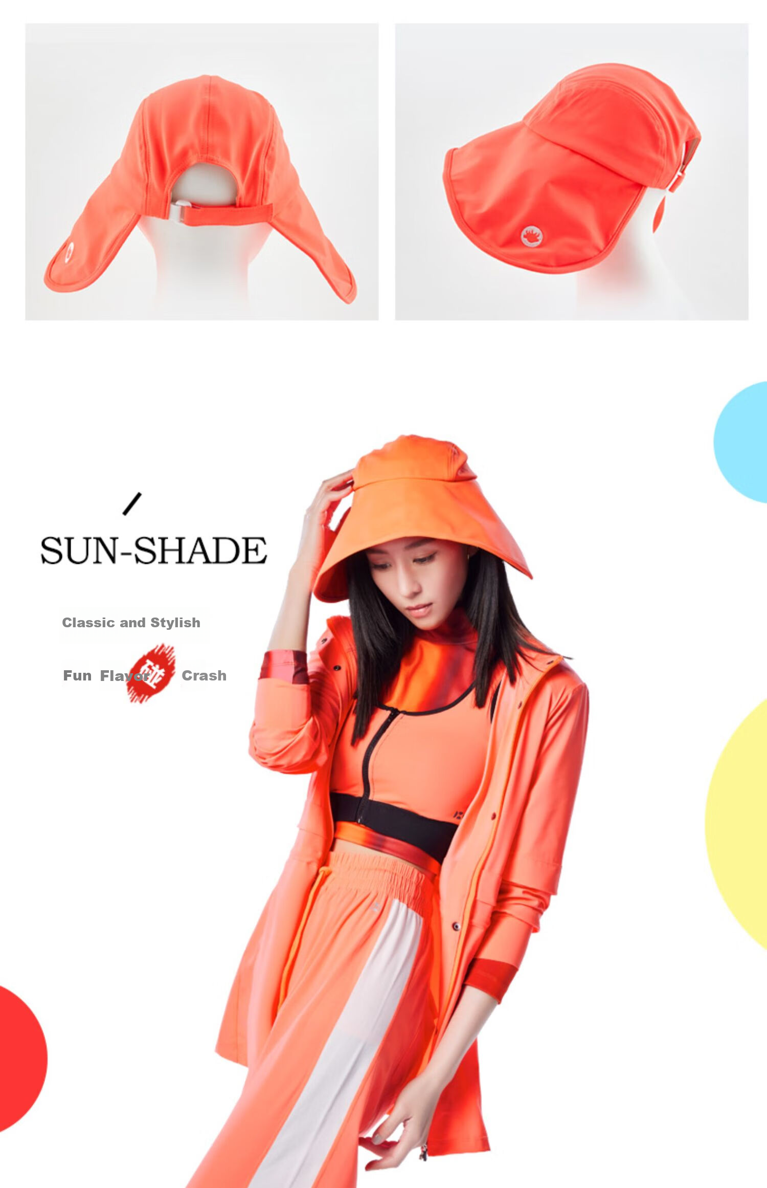 HOII Sun Protection Hat for Women, UV-Resistant Summer Wide Brim Round Bucket Hat Sun Visor Red 11