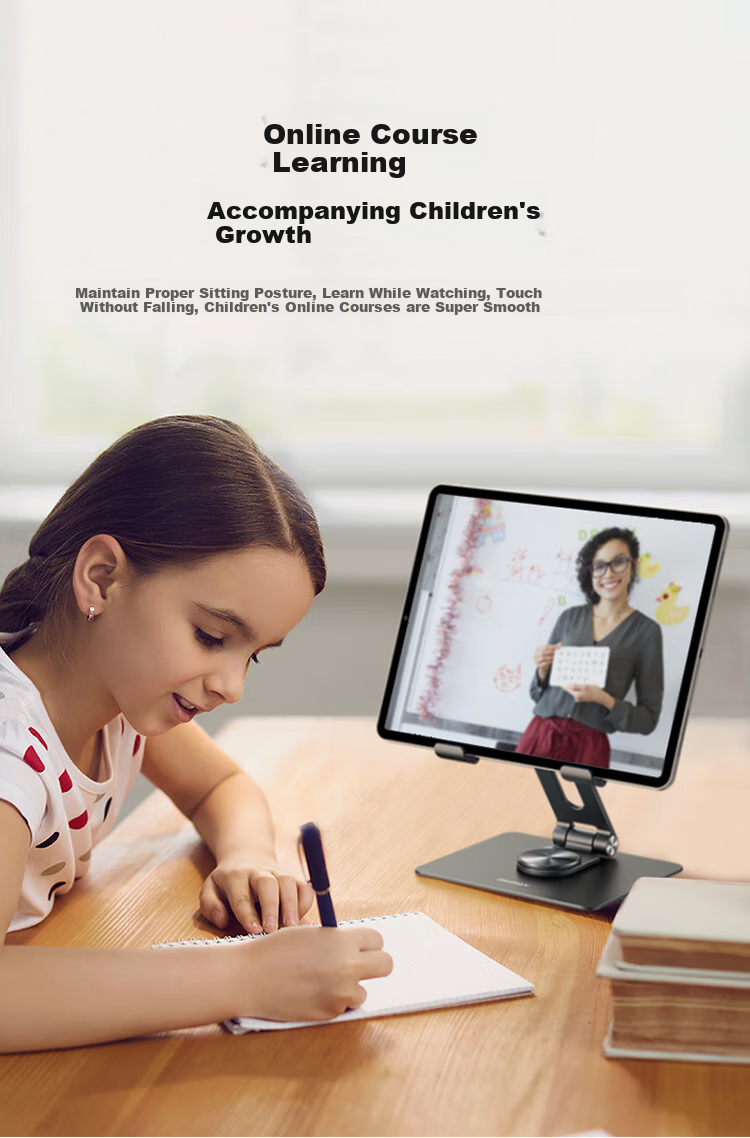 MOMAX IPad Tablet Stand, Desktop Aluminum Alloy, 360-Degree Rotation, Height Adjustable, Foldable, Convenient Heat Dissipation, Suitable for Drawing, Live Streaming, And Binge-Watching, Compatible with Apple Pro, Huawei, Xiaomi, Lenovo, And Y700 Fifth Generatio 4