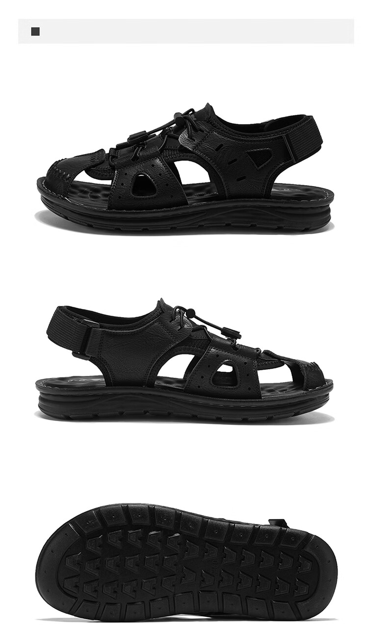 Bull Family Men's Summer Sandals Hollow Breathable Retro Thick Sole Durable Beach Shoes 14