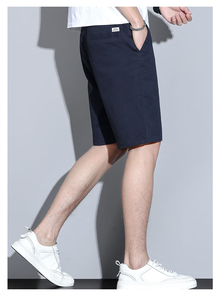 ROMON Men's Summer Shorts Men's Business Casual Pants Thin Solid Color Versatile Men's Pants 5