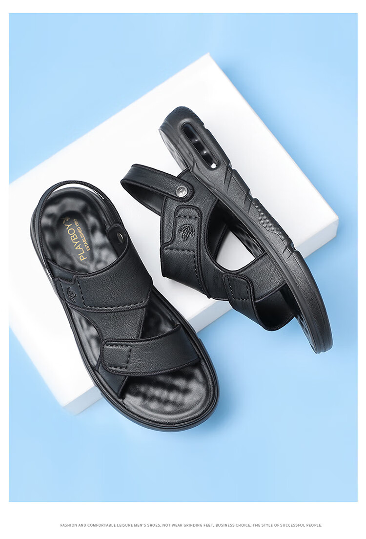 PLAYBOY Men's Outdoor Lightweight Breathable Trendy Comfortable Fashion Air Cushion Sandals Gray Brown Size 42 11