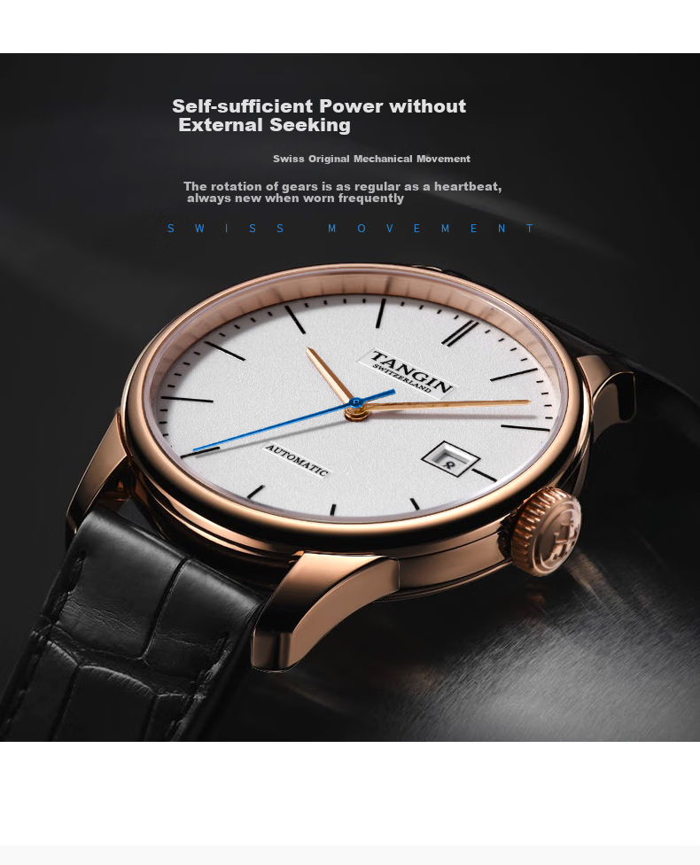 TANGIN Men's Mechanical Watch, Automatic Calendar Swiss Imported Mechanical Watch for Men, Birthday Gift for Me 7