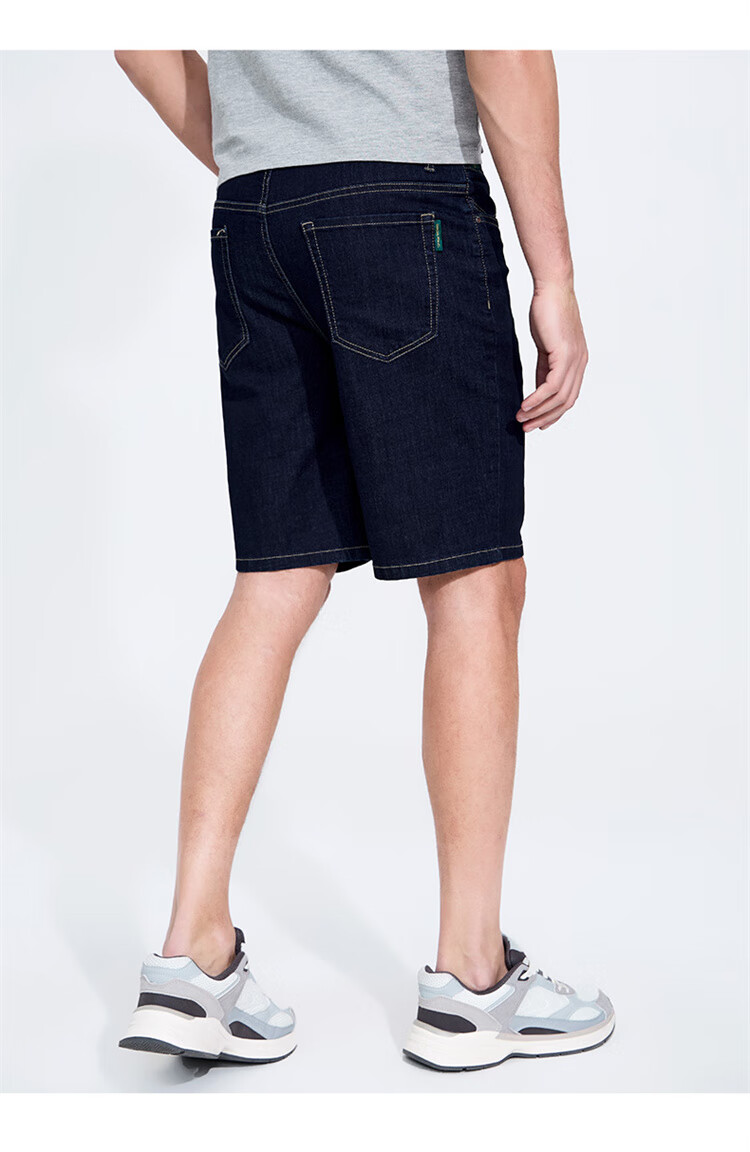 DANCING WOLVES [Elastic Breathable] Summer Breathable Skin-Friendly Draping Wear-Resistant Men's Casual Denim Shorts, 102 Dark Blue, Size 36 5