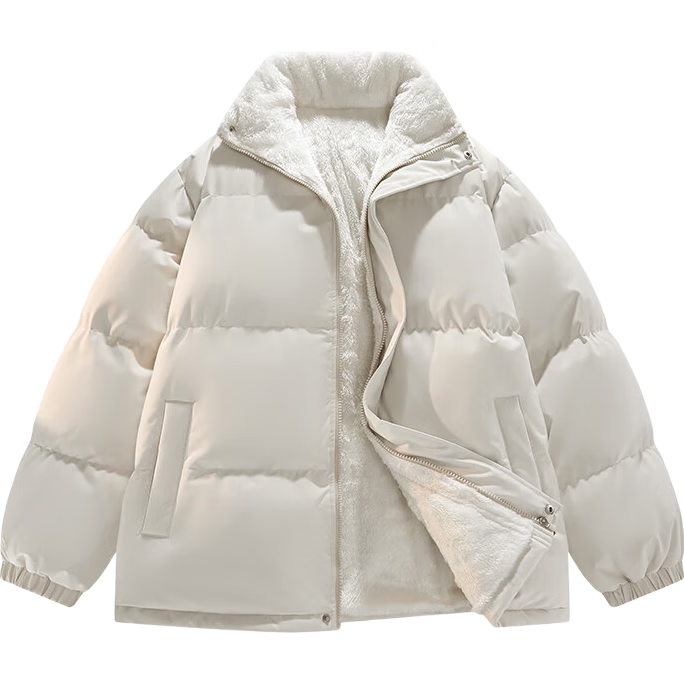GLM Men's Winter Cotton Padded Jacket, Fleece Lined, Thickened, Loose Fit, Versatile Puffer Coat, Cold-Resistant, Black, XL