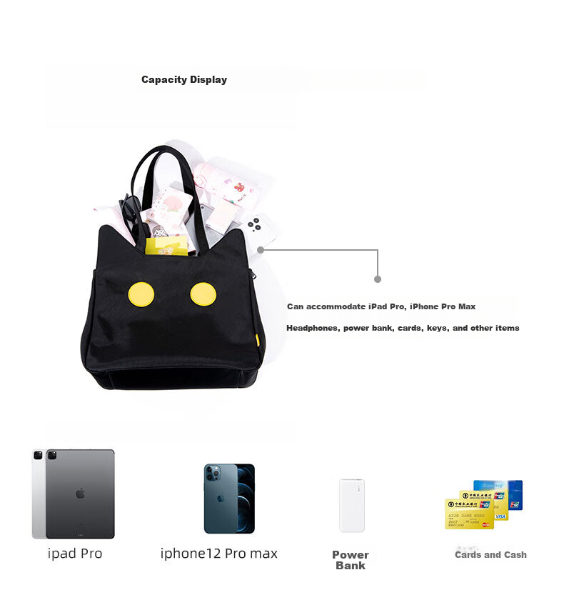 NOXXON Birthday Gift for Girlfriend, Shoulder Cat-Shaped Tote Bag, Commuter Large Capacity Handbag for Men And Women, Laptop Carrying Casual Fashion Bag 18