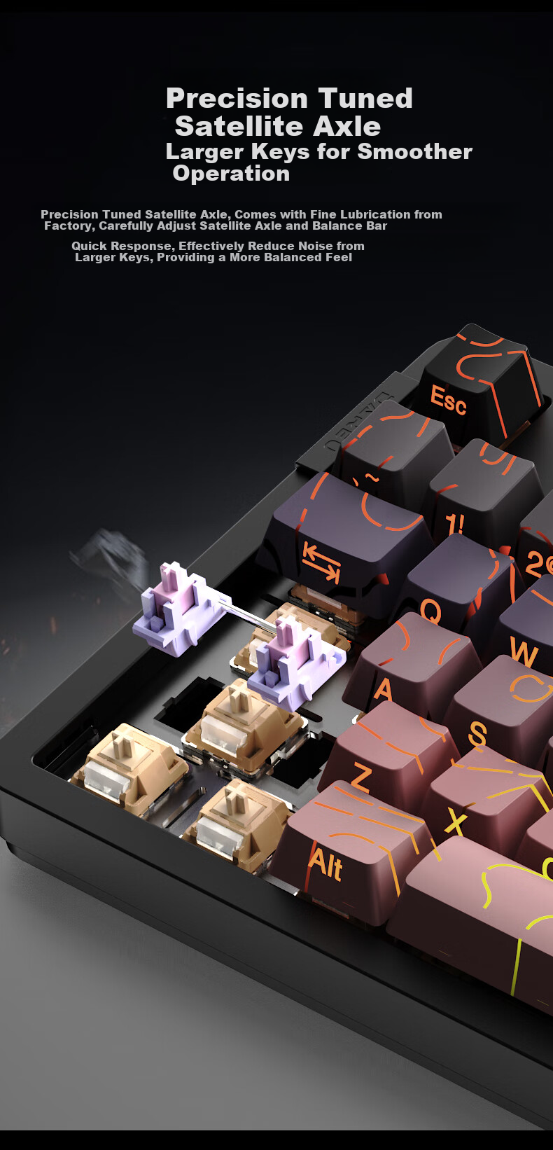 DAREU EK87pro Mechanical Keyboard, 87 Keys Wired/wireless/blueTooth Triple-Mode Gaming Keyboard, Customizable Hot-Swappable, Blackberry Red Equal Height Lines, Peach C Latte Switches 12