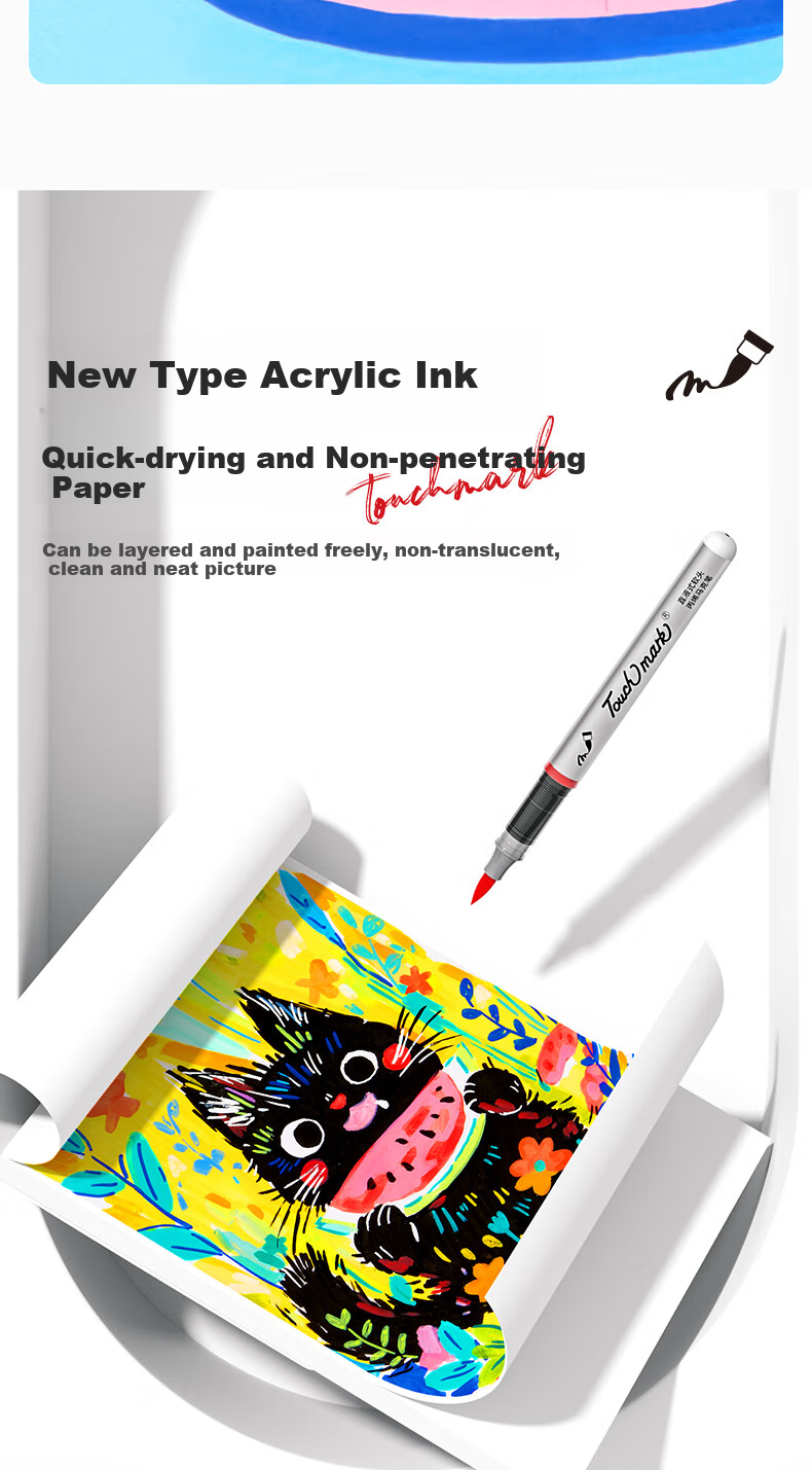 Touch Mark 48-Color Direct Liquid Soft-Tip Acrylic Markers, Large Capacity Watercolor Pens with Intelligent Ink Control, Non-Translucent Colors, Birthday Gift for Students, Children, Boys And Girls 11