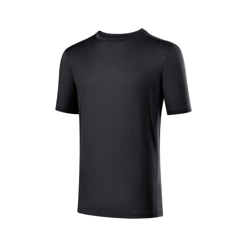 JD Original Ice-Cool Deodorizing Wool Short-Sleeve Men's Summer High-Elasticity Antibacterial Breathable Sports Outdoor T-Shirt Top, Black, M