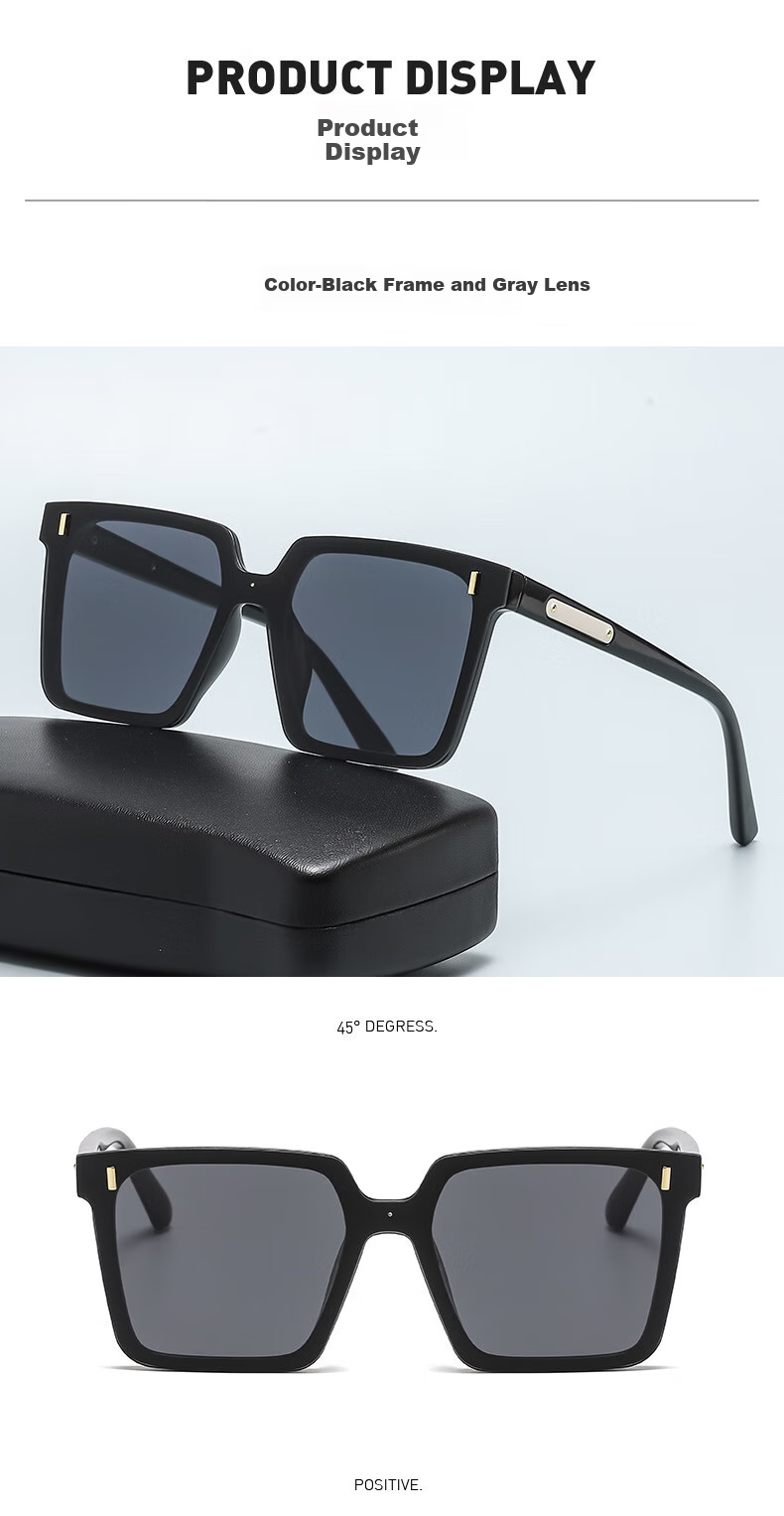 Boshide Sunglasses, High-Definition UV Protection Sunglasses for Men And Women, Large Frame Driving Sunglasses, Black Frame with Gray Lenses 6