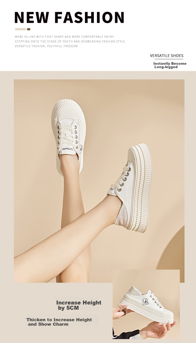 La Chapelle Women's Sneakers, Versatile Thick-Soled Casual Shoes, Chanel-Inspired Slip-On Shoes for Women-002 Beige 39 1