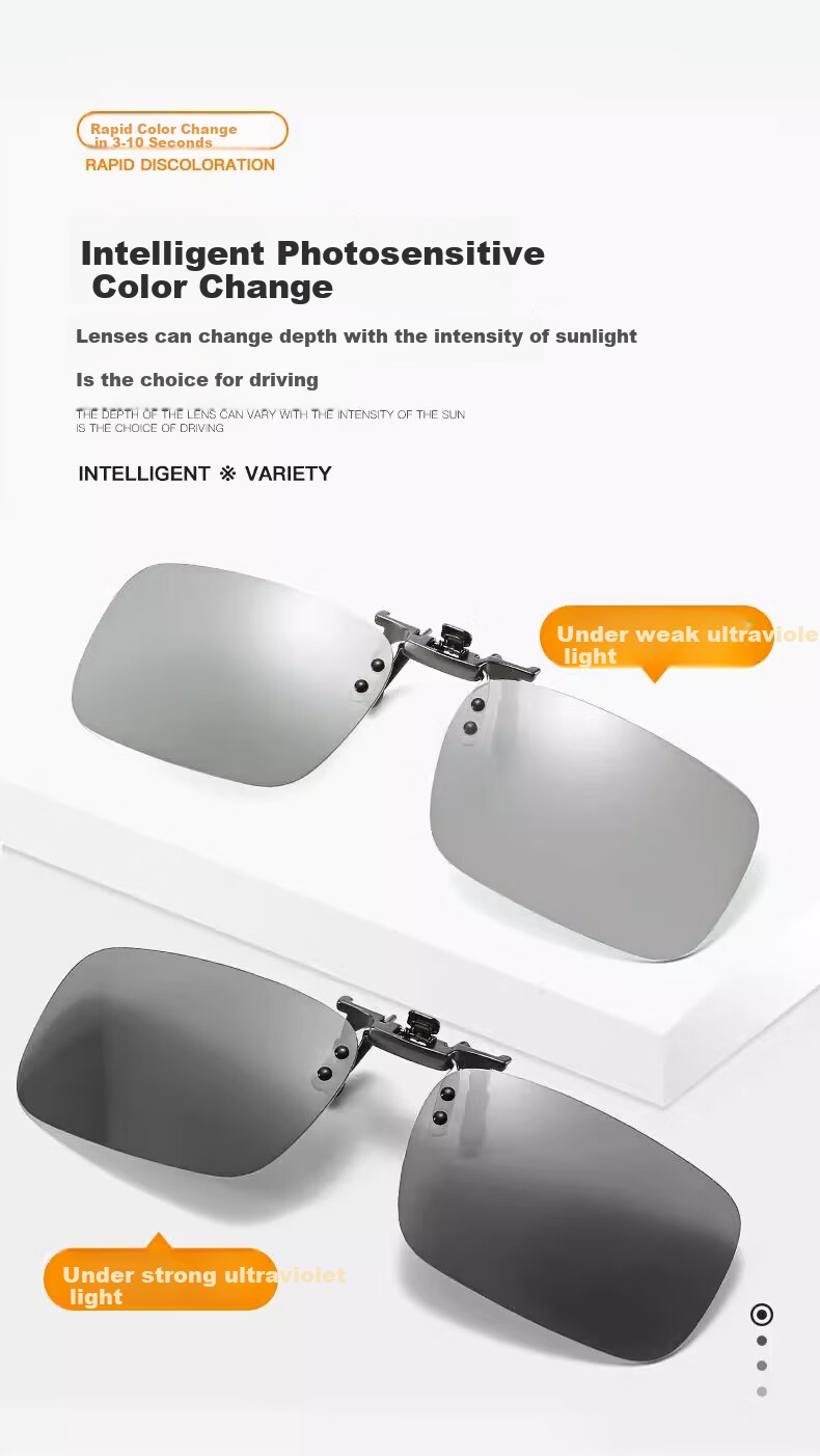 Boshide Polarized Clip-On Sunglasses for Prescription Glasses, Driving Clip-On Sunglasses with UV Protection, Polarized Black Gray Lenses 1