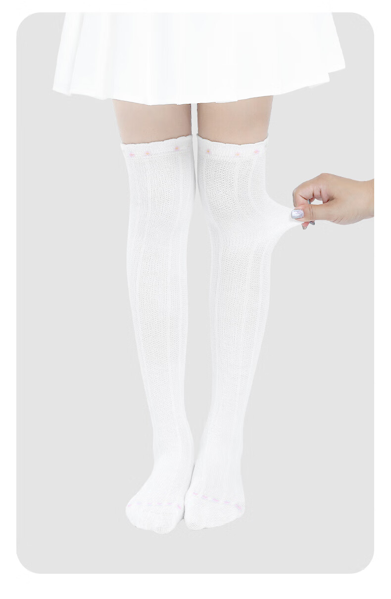 Zhiyouban Children's Mid-Calf Socks Spring Autumn Winter Thin Girls Over-the-Knee Long Socks Cotton White High Tube Half-Leg Socks 8