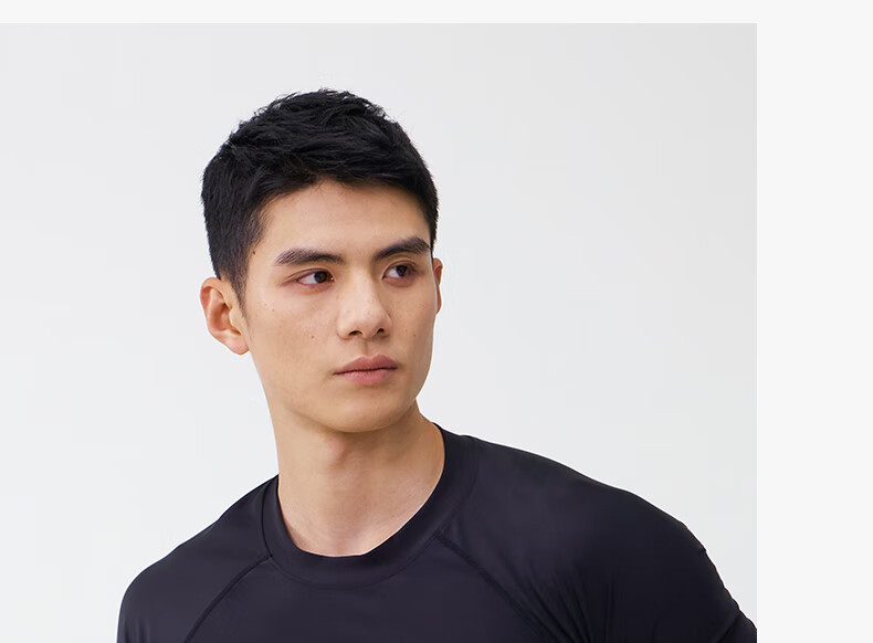 Keep Men's Swimwear, Hot Spring Short-Sleeve Solid Color High-Elastic Swimsuit, Quick-Dry Surfing Suit, 1291 Black, 3XL 15