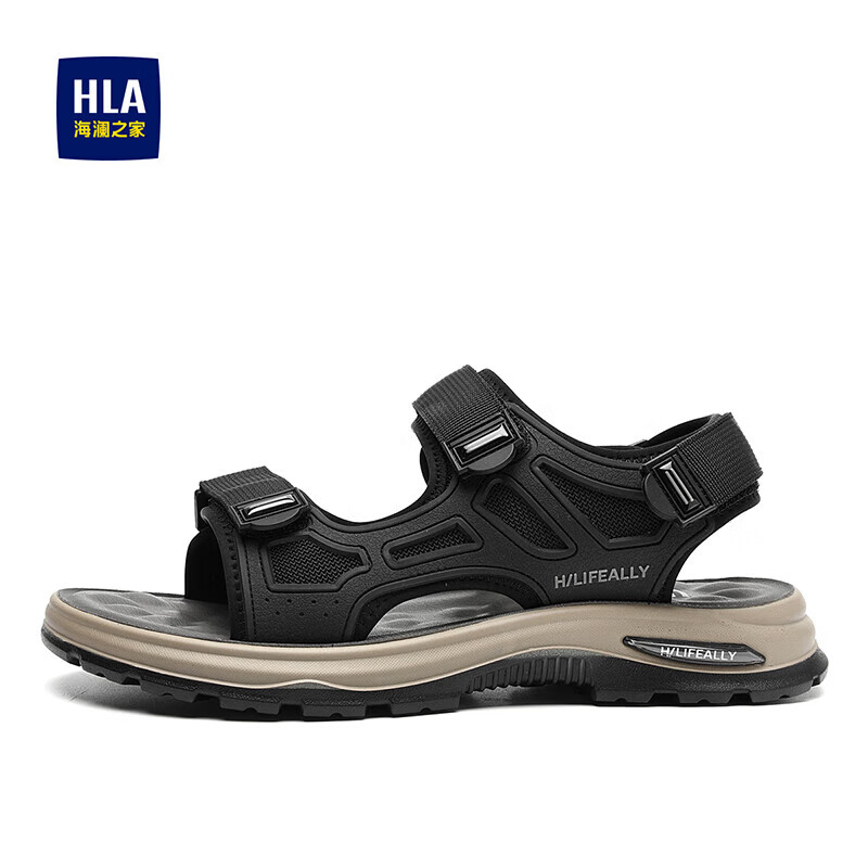 HLA Men's Sandals, Fashionable Casual Beach Shoes, HAALXM2FBG060, Black, Size 39