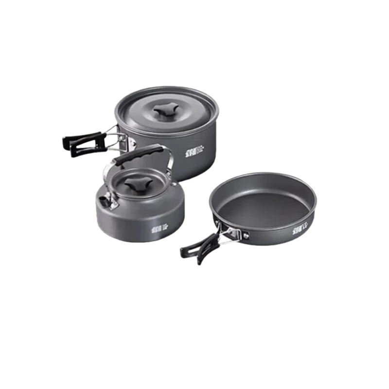TAN XIAN ZHE Outdoor Cookware Set with Portable Stove, Cooking Pot, Frying Pan, Kettle for Camping