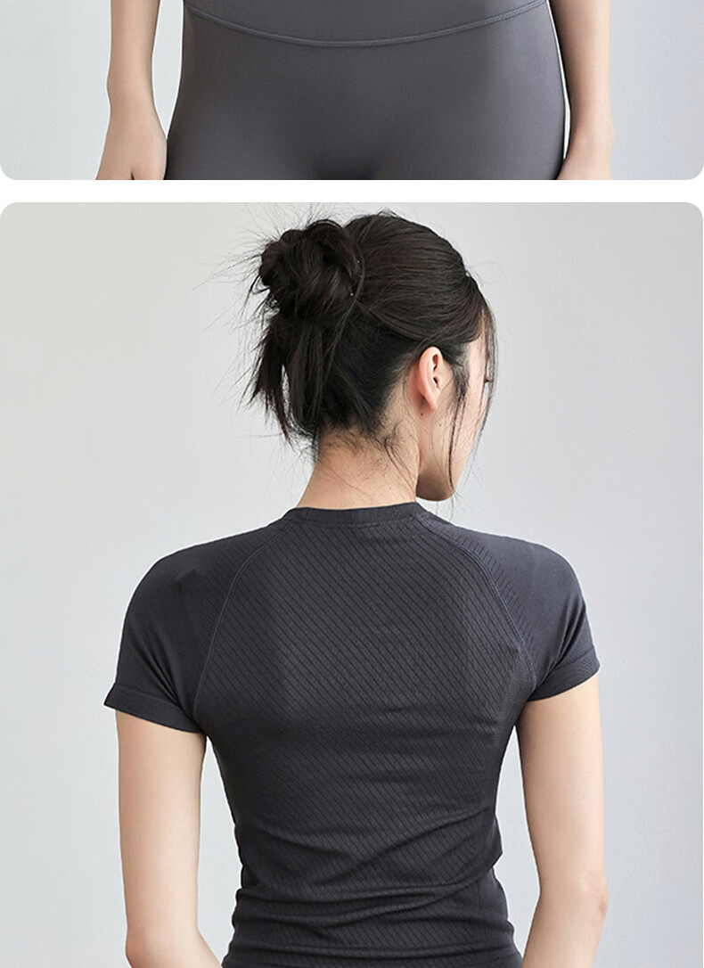 Xueqiman Women's Yoga Short Sleeve Top Tight Fit Stretch Quick-Dry Breathable T-Shirt Professional Pilates Fitness Running Training 12