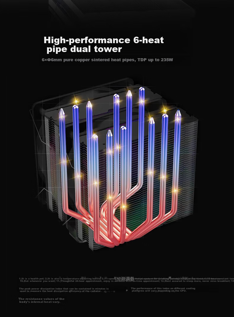 Apexgaming P6BG High-Performance 6-Heatpipe Direct-Contact Single Tower Cooler 6