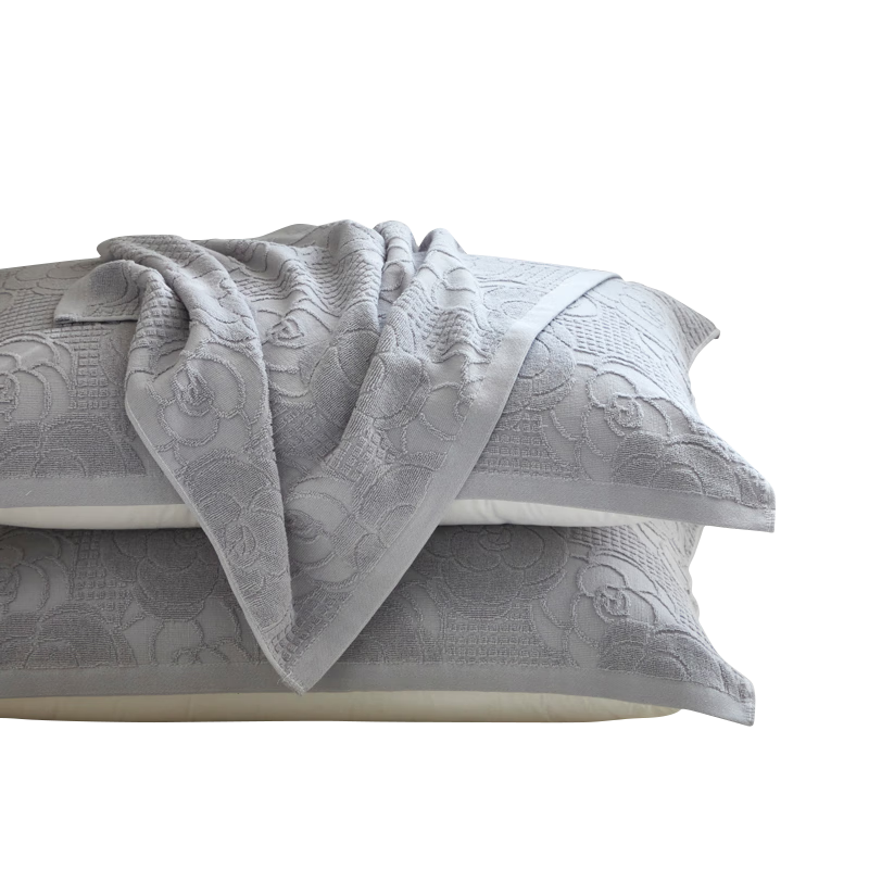Hengyuanxiang A-Class 100% Cotton Jacquard Terry Pillowcase for Men, Oil-Resistant and Non-Slip, Gray, 52x75cm Single Piece