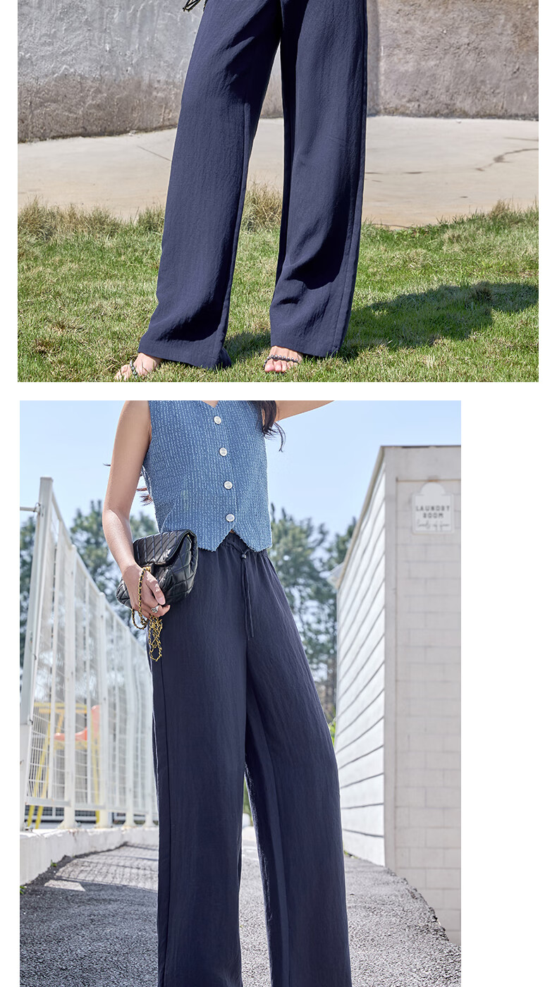 BOPRUIEY Linen Tencel Wide-Leg Pants for Women, Summer Lightweight Breathable High-Waist Draping Loose Casual Slim Straight-Leg Trousers 3