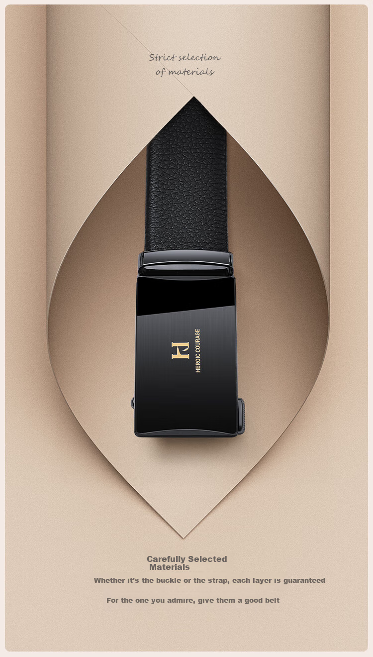 HLA Men's Belt with Automatic Buckle, Top-Grain Leather Trouser Belt, Birthday Gift, Holiday Gift Box, Present for Father Or Husband 1